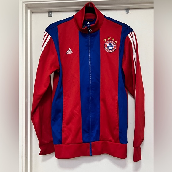 Adidas Men's FC Bayern Munchen Munich Anthem Track Jacket Size S Red/Blue Soccer - Picture 1 of 10